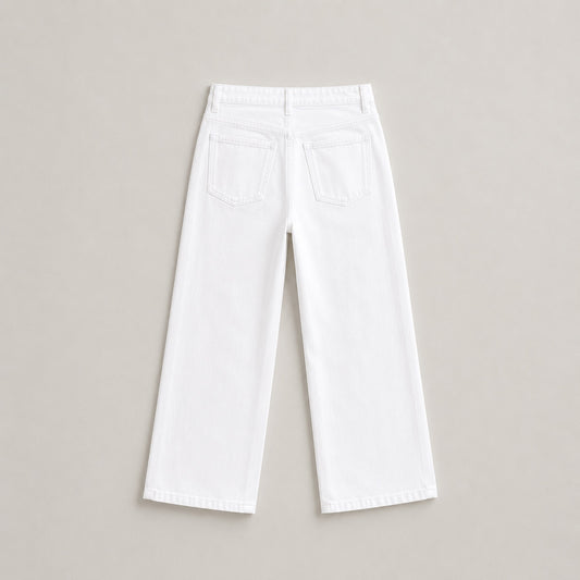 State of Indigo Women's White Knit Straight Leg Jeans