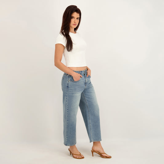 Project Indigo Women's Low Rise Barrel Boyfriend Jean