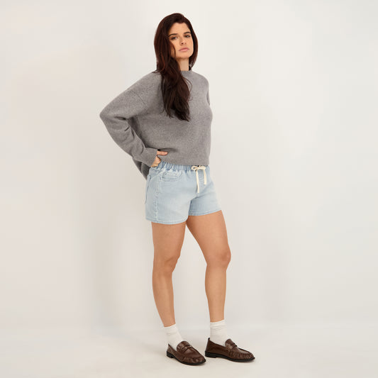 State of Indigo Women's Mid-Rise Knit Striped Short