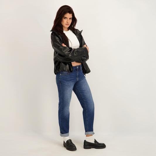 Project Indigo Women's Mid Rise Boyfriend Jean