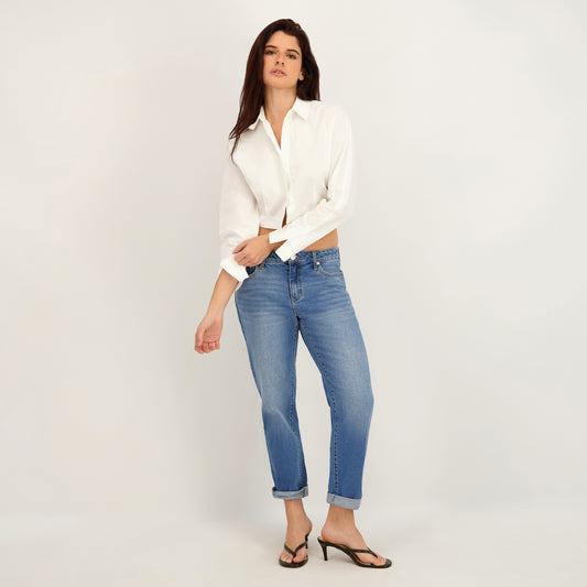 Project Indigo Women's Mid Rise Boyfriend Jean