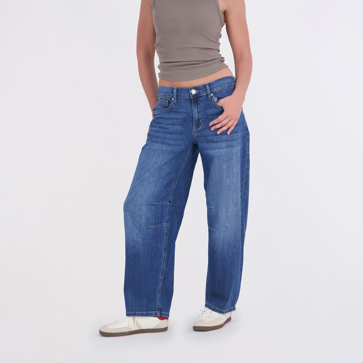 Project Indigo Women's Back Elastic Barrel Jeans