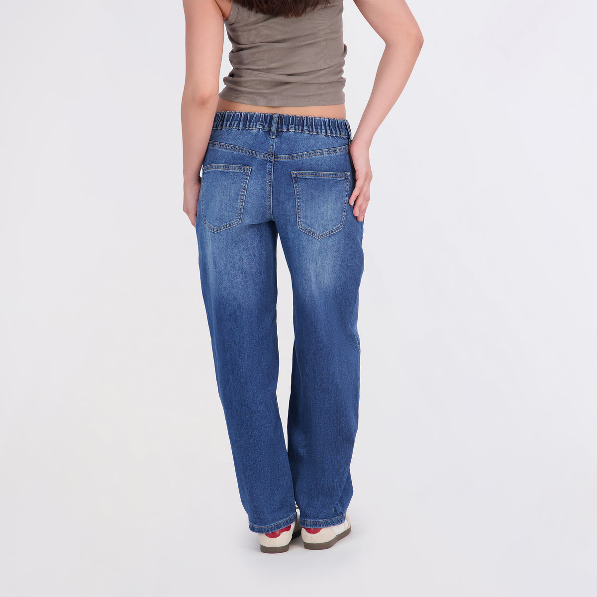 Project Indigo Women's Back Elastic Barrel Jeans
