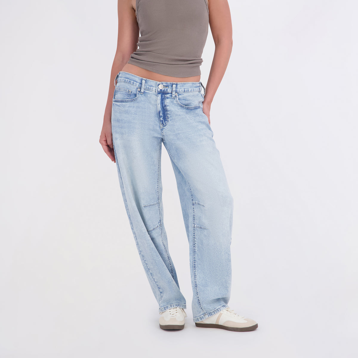Project Indigo Women's Back Elastic Barrel Jeans