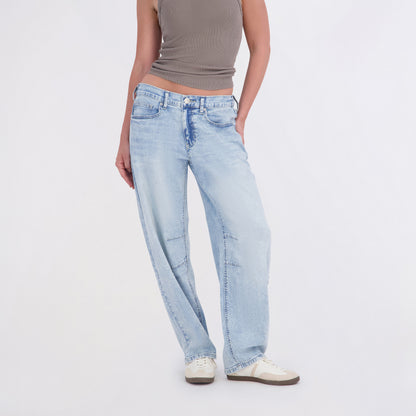 Project Indigo Women's Back Elastic Barrel Jeans