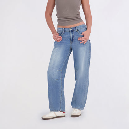 Project Indigo Women's Back Elastic Barrel Jeans