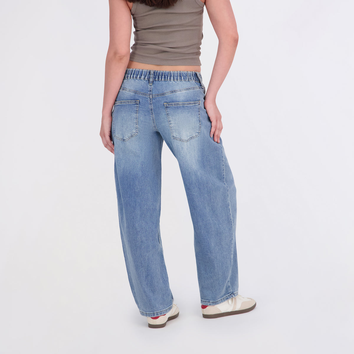 Project Indigo Women's Back Elastic Barrel Jeans