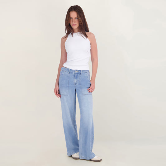 Project Indigo Women's Porkchop Pocket Back Elastic Trouser