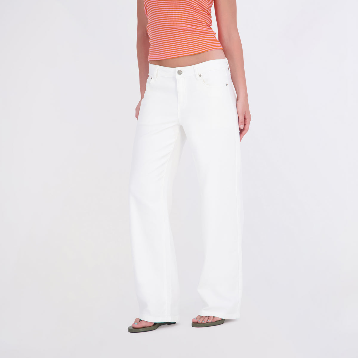 State of Indigo Women's White Knit Straight Leg Jeans