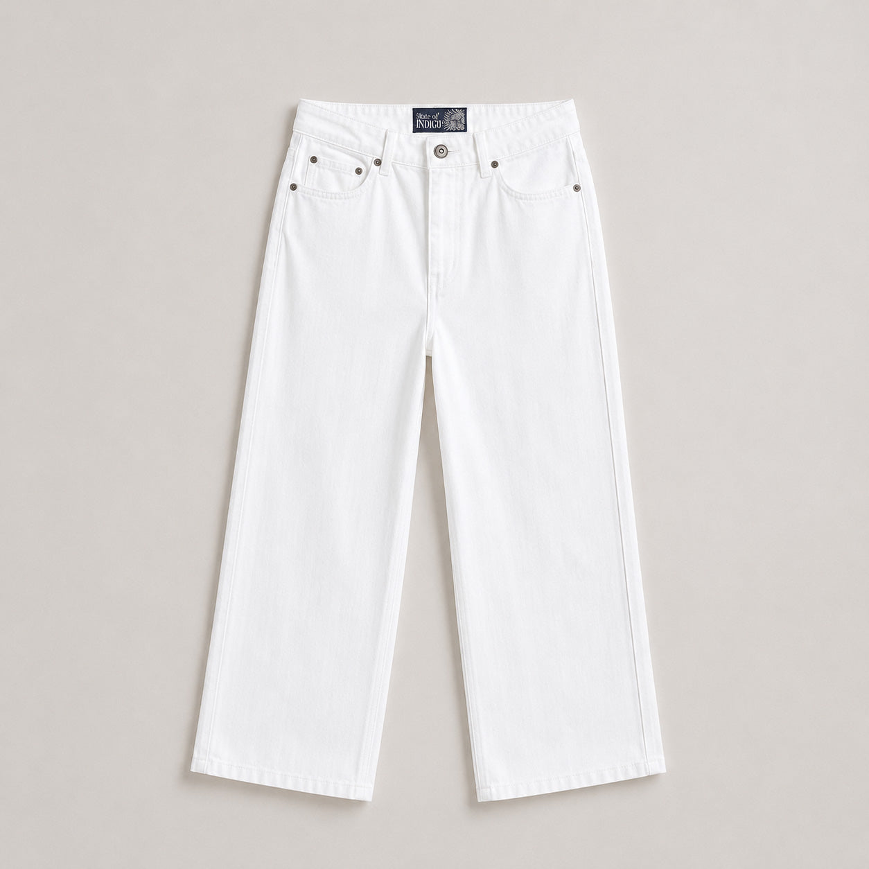 State of Indigo Women's White Knit Straight Leg Jeans