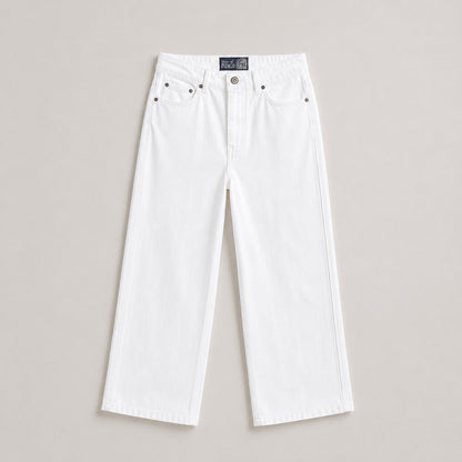 State of Indigo Women's White Knit Straight Leg Jeans