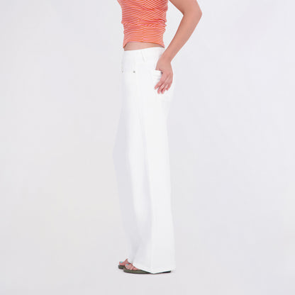 State of Indigo Women's White Knit Straight Leg Jeans