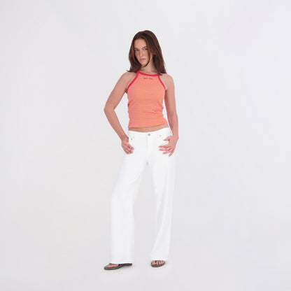 State of Indigo Women's White Knit Straight Leg Jeans