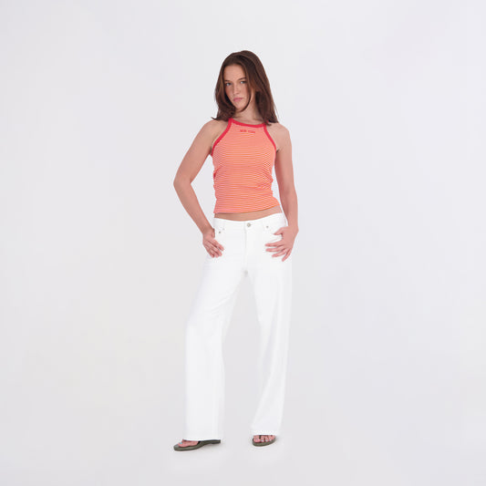 State of Indigo Women's White Knit Straight Leg Jeans