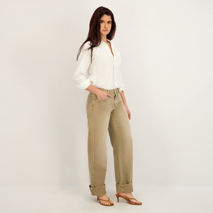 State of Indigo Women's Mid-Rise Straight Leg Cuffed Jean