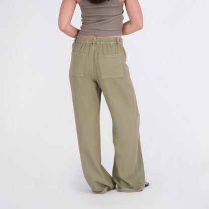 State of Indigo Women's Back Elastic Linen Pants