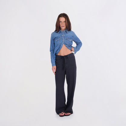 State of Indigo Women's Back Elastic Linen Pants