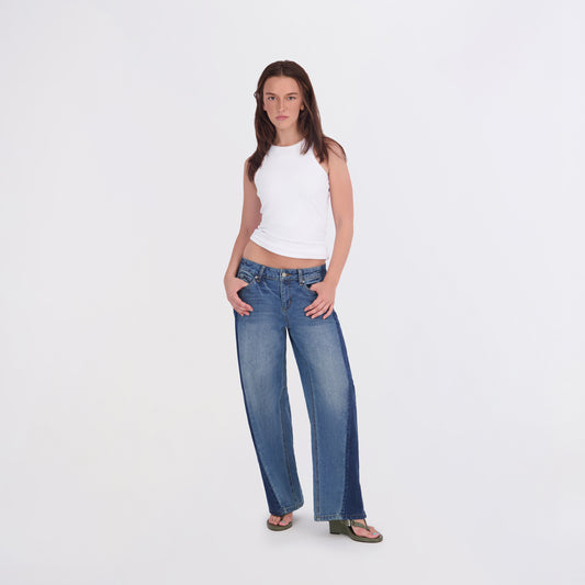 State of Indigo Women's Two Tone Barrel Jeans