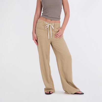 State of Indigo Women's Back Elastic Linen Pants