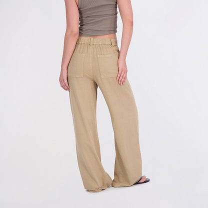 State of Indigo Women's Back Elastic Linen Pants