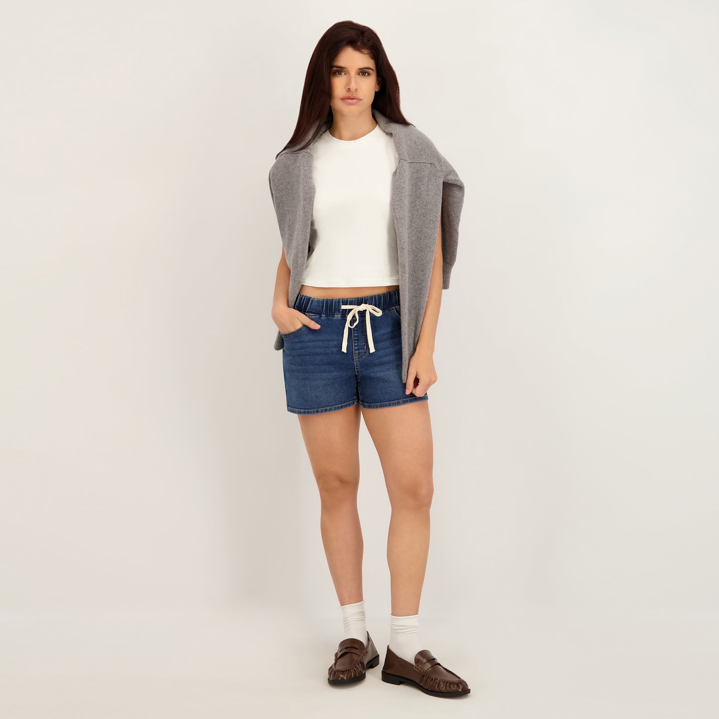 Project Indigo Women's Mid Rise Knit Shortie Short