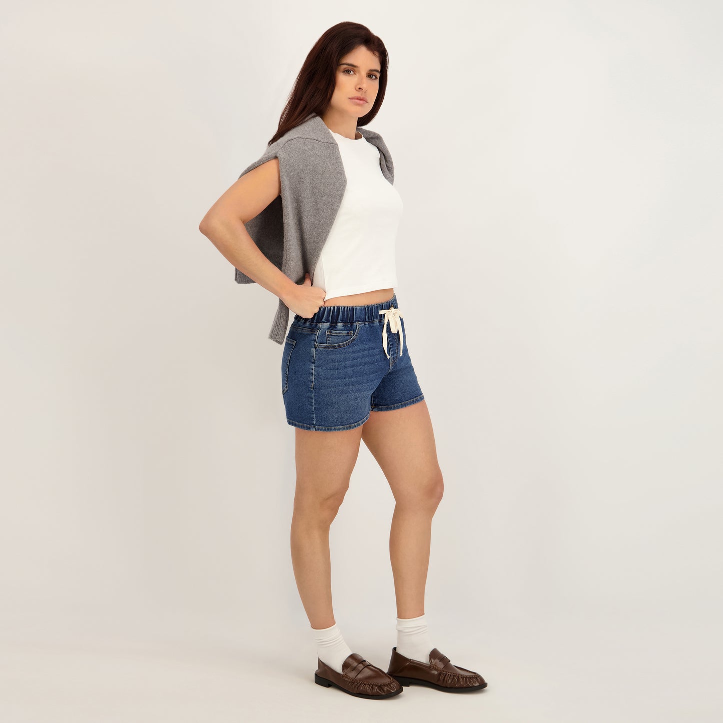 Project Indigo Women's Mid Rise Knit Shortie Short