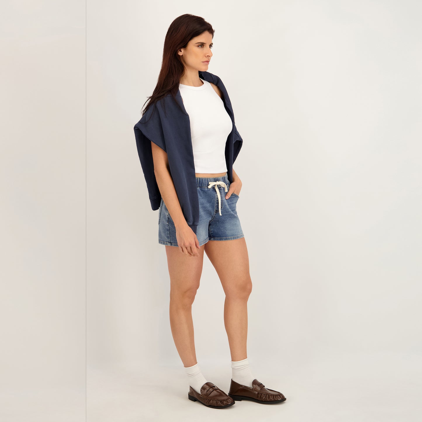 Project Indigo Women's Mid Rise Knit Shortie Short