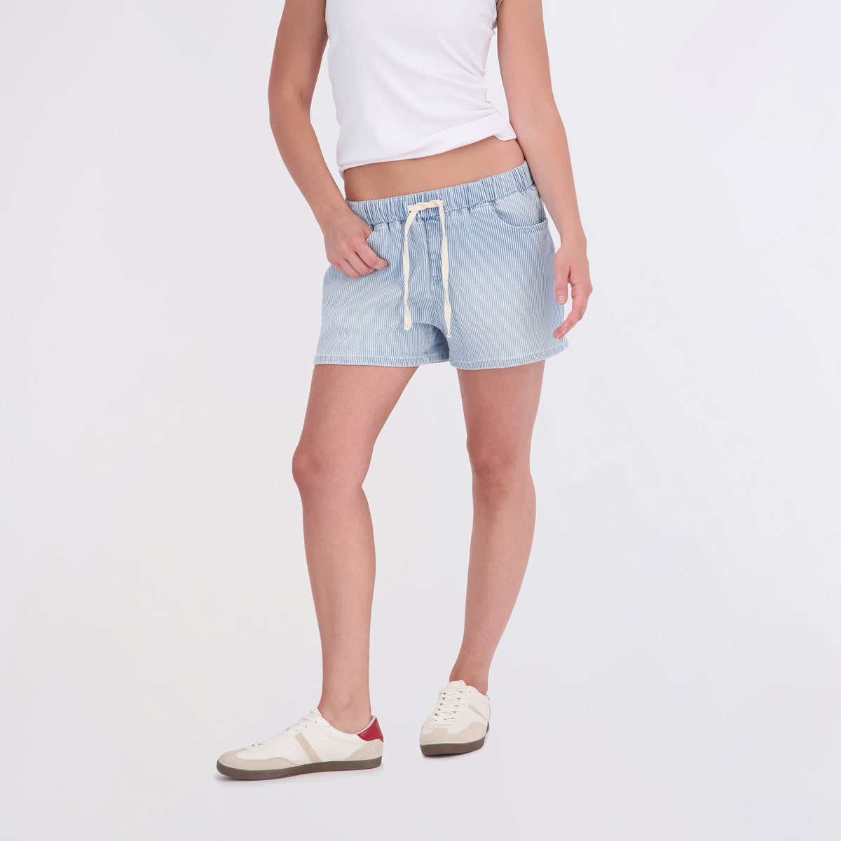 State of Indigo Women's Mid-Rise Knit Striped Short