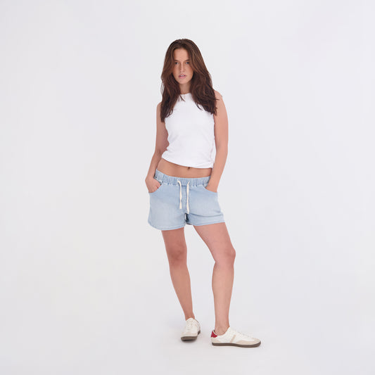 State of Indigo Women's Mid-Rise Knit Striped Short