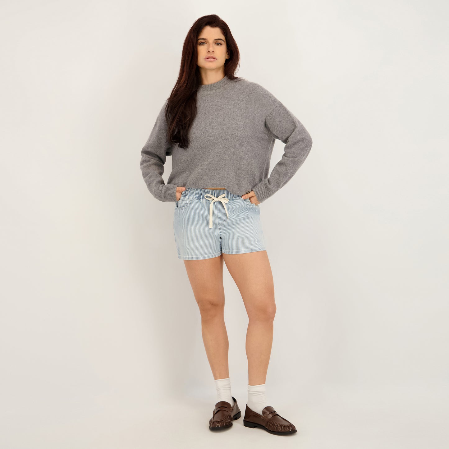 State of Indigo Women's Mid-Rise Knit Striped Short