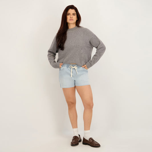 State of Indigo Women's Mid-Rise Knit Striped Short