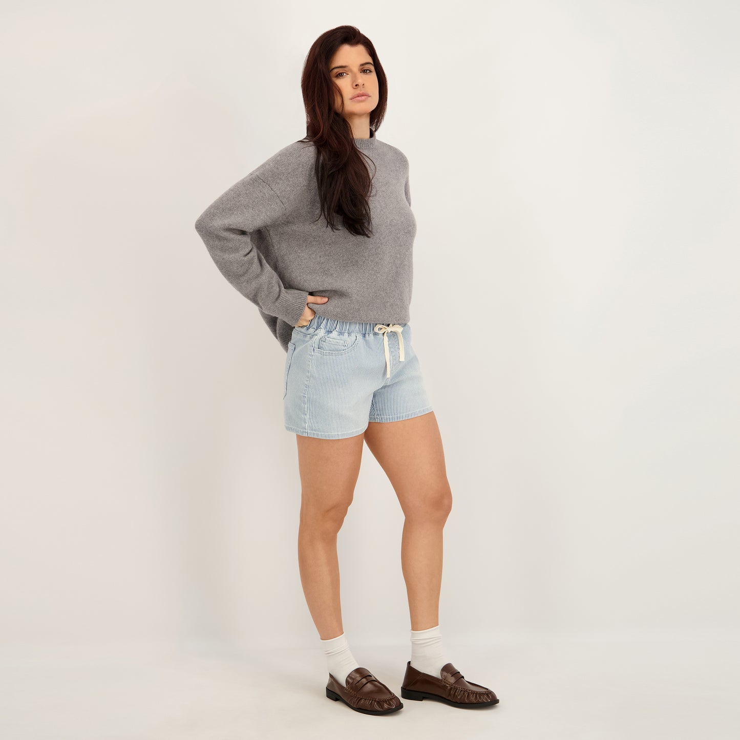 State of Indigo Women's Mid-Rise Knit Striped Short