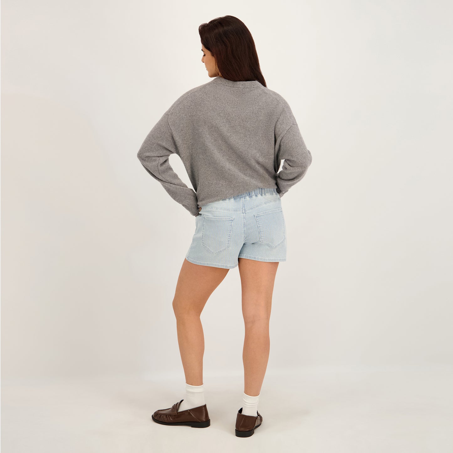 State of Indigo Women's Mid-Rise Knit Striped Short