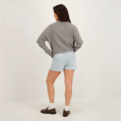 State of Indigo Women's Mid-Rise Knit Striped Short