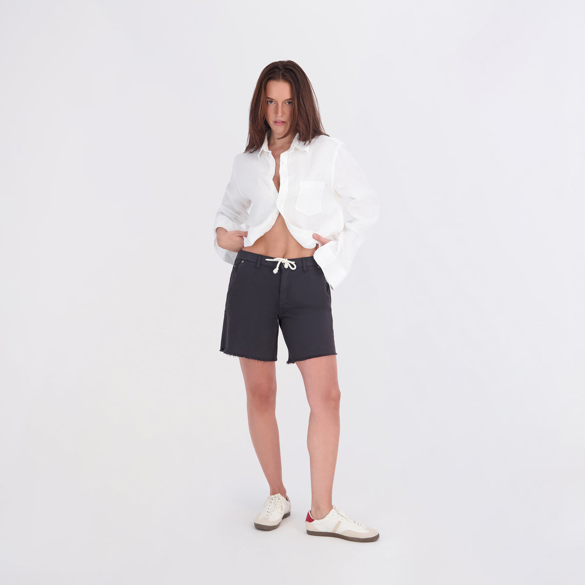 State of Indigo Women's Back Elastic Tie Waist Shorts