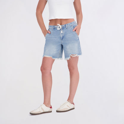 State of Indigo Women's Back Elastic Tie Waist Shorts