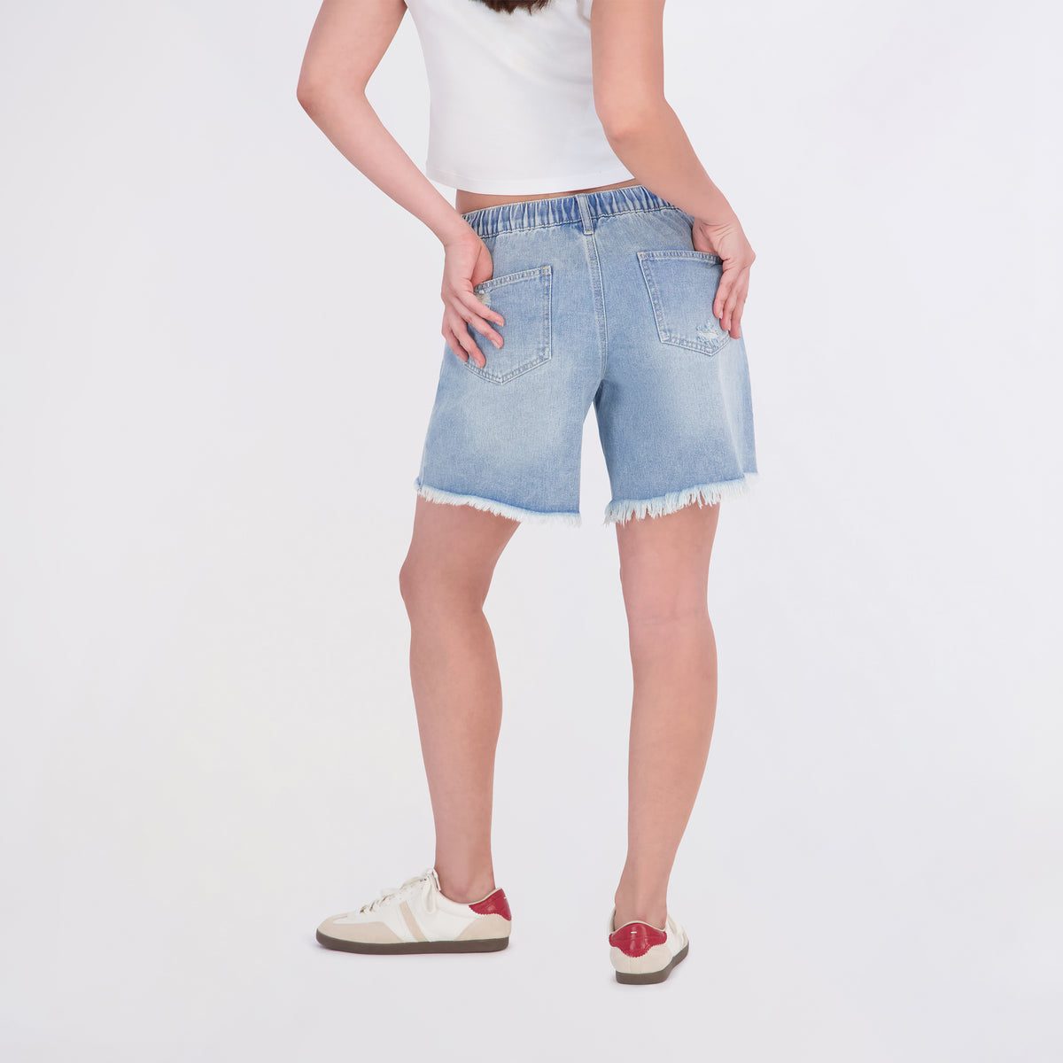 State of Indigo Women's Back Elastic Tie Waist Shorts