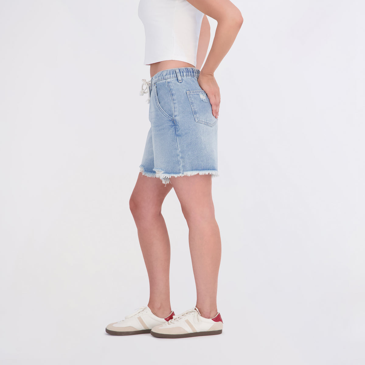 State of Indigo Women's Back Elastic Tie Waist Shorts